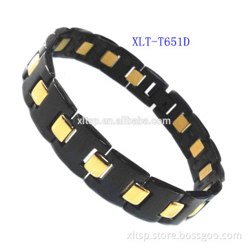 Black and gold color Infrared energy bio magnetic stainless steel bracelet men
